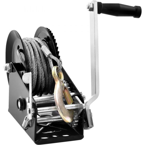 Hand Winch 3500 lbs Pulling Capacity Heavy Duty Trailer Boat ATV Towing 33ft Steel Wire Cable Two-Way Ratchet Manual Operation