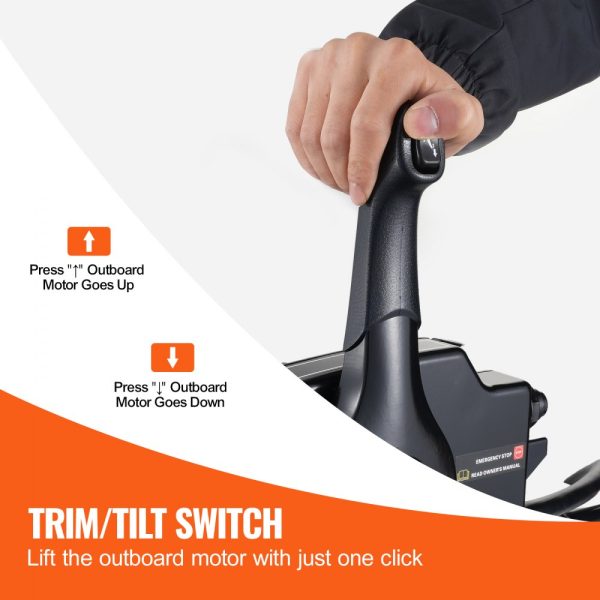 Boat Throttle Control Side-Mounted Remote Box with Power Trim Switch, 16.3ft Harness, 8+4 Pin, Lanyard - Image 4