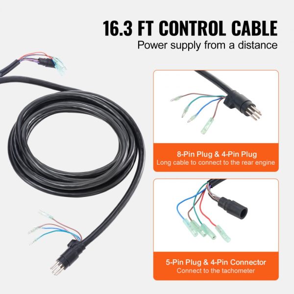 Boat Throttle Control Side-Mounted Remote Box with Power Trim Switch, 16.3ft Harness, 8+4 Pin, Lanyard - Image 6