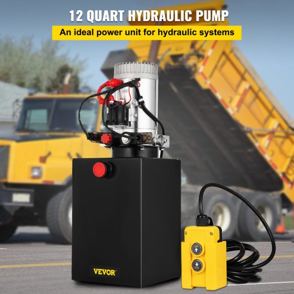 Hydraulic Pump for Dump Trailer 12V DC 3200PSI 12 Quart Steel Dual-Action - Image 2