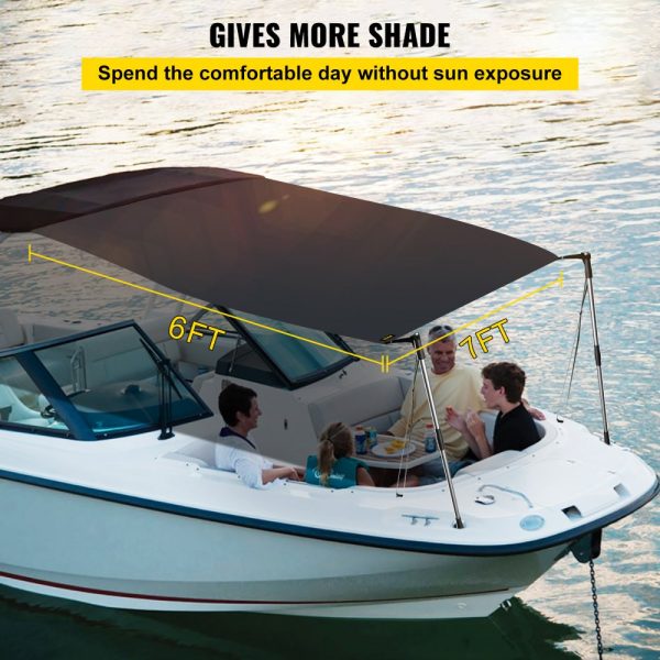 6x7 UV-Proof 600D Polyester T-Top Shade Kit with Rustproof Steel Poles for T-Top & Bimini Top Easy Assembly - Image 4