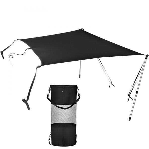 6x7 UV-Proof 600D Polyester T-Top Shade Kit with Rustproof Steel Poles for T-Top & Bimini Top Easy Assembly