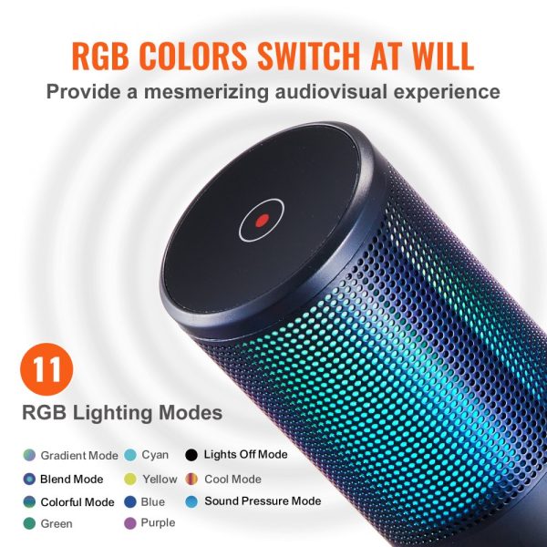 USB Condenser Microphone 192kHz 24bit with Boom Arm Stand Pop Filter Shock Mount 11 RGB Lights Mute Button Headphone Jack for Recording Gaming Singing - Image 3