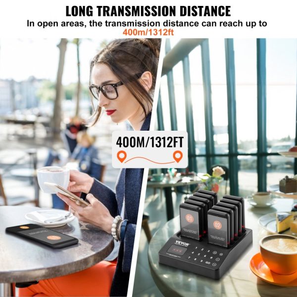 20-Piece Wireless Restaurant Pager System with Vibration and Flashing for Long-Range Queue Management - Image 5