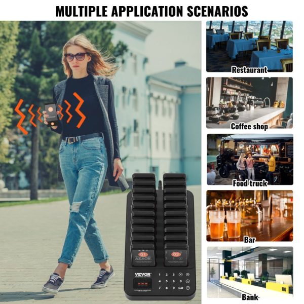 20-Piece Wireless Restaurant Pager System with Vibration and Flashing for Long-Range Queue Management - Image 6