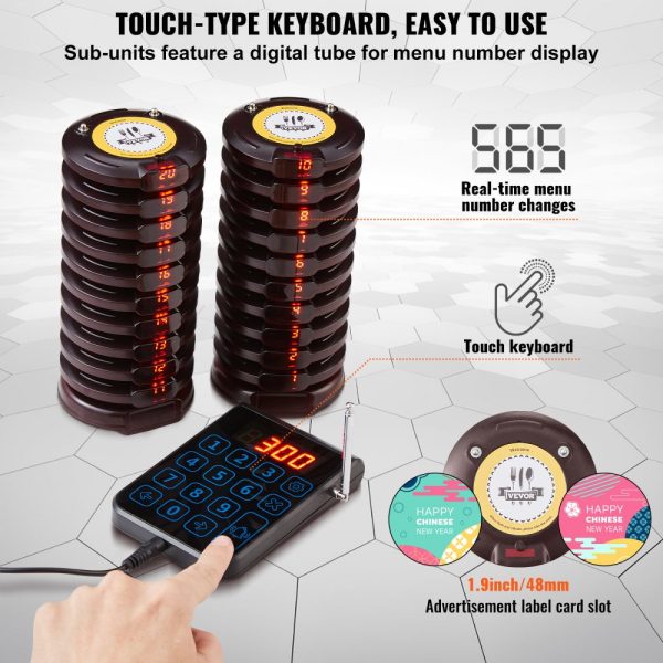 Wireless Restaurant Pager System with 500m Range Vibration Flashing 20 Buzzers for Food Truck Church Nursery Hospital - Image 3