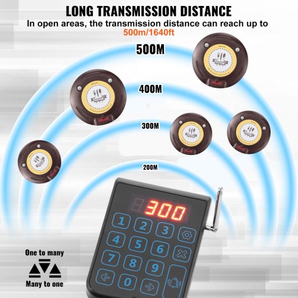 Wireless Restaurant Pager System with 500m Range Vibration Flashing 20 Buzzers for Food Truck Church Nursery Hospital - Image 5