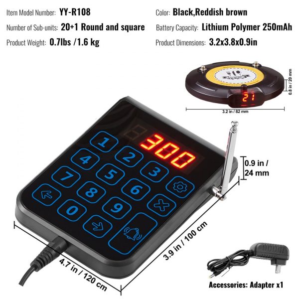 Wireless Restaurant Pager System with 500m Range Vibration Flashing 20 Buzzers for Food Truck Church Nursery Hospital - Image 7