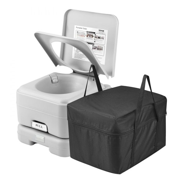 Portable Camping Toilet with 3.2 Gallon Waste & Flush Tanks Push-Button Pressurized Flush Leak-Proof Odorless for Adults Kids Travel