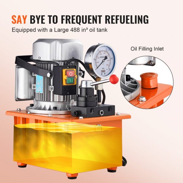 Electric Hydraulic Pump 10000 PSI 750W 110V 488in³/8L Double Acting Manual Valve Lever Switch for Punching Bending Jack Machines - Image 4