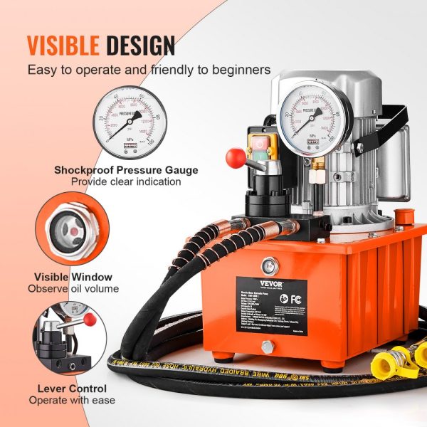 Electric Hydraulic Pump 10000 PSI 750W 110V 488in³/8L Double Acting Manual Valve Lever Switch for Punching Bending Jack Machines - Image 5