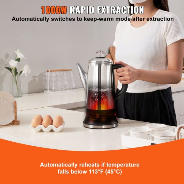 12 Cup Electric Percolator Coffee Pot with 304 Stainless Steel Keep Warm Function and Heat-Resistant Handle Classic Coffee Maker Quick Brew Design Silver Color with Easy-Pour Spout - Image 3