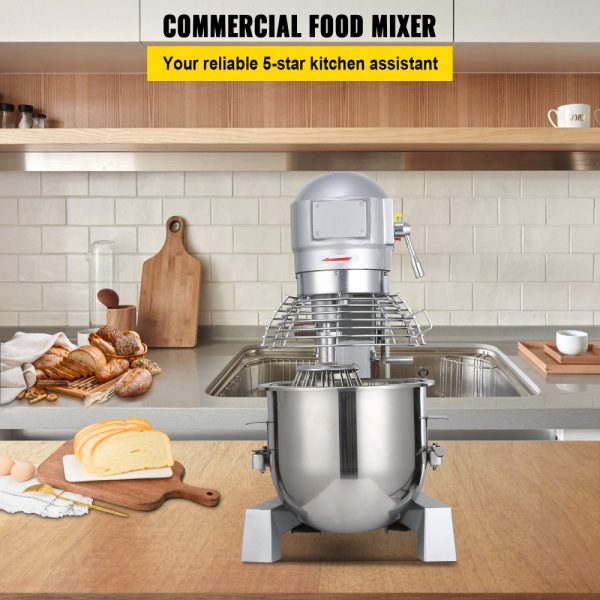 Commercial Food Mixer 15Qt 600W 3 Speeds 110 178 390 RPM Heavy Duty Stainless Steel Bowl with Dough Hook Whisk Beater for Schools Bakeries Restaurants Pizzerias Premium - Image 2