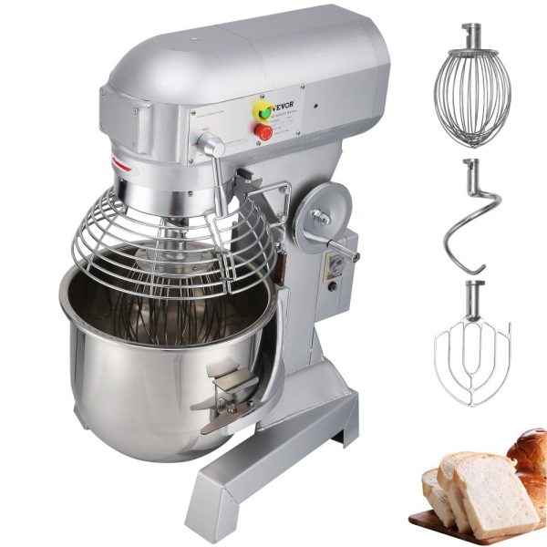 Commercial Food Mixer 15Qt 600W 3 Speeds 110 178 390 RPM Heavy Duty Stainless Steel Bowl with Dough Hook Whisk Beater for Schools Bakeries Restaurants Pizzerias Premium