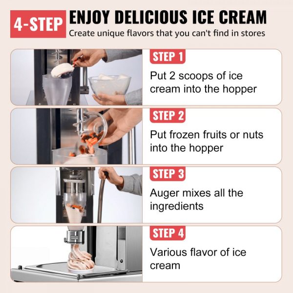 110V 750W Frozen Yogurt Blending Machine 304 Stainless Steel Construction Commercial Kitchen Equipment - Image 5