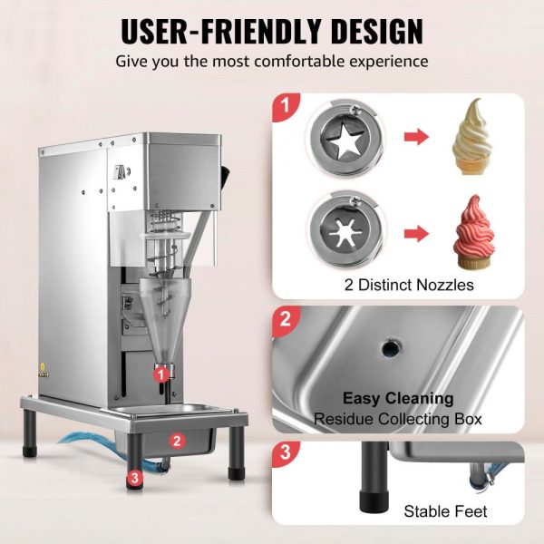 110V 750W Frozen Yogurt Blending Machine 304 Stainless Steel Construction Commercial Kitchen Equipment - Image 6
