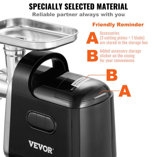 Electric Meat Grinder 6.6 Lb/Min 550W Industrial Mincer with 2 Blades 3 Grinding Plates Sausage Maker Kubbe Kit ABS Stainless Steel Commercial Grinder ETL Listed - Image 5
