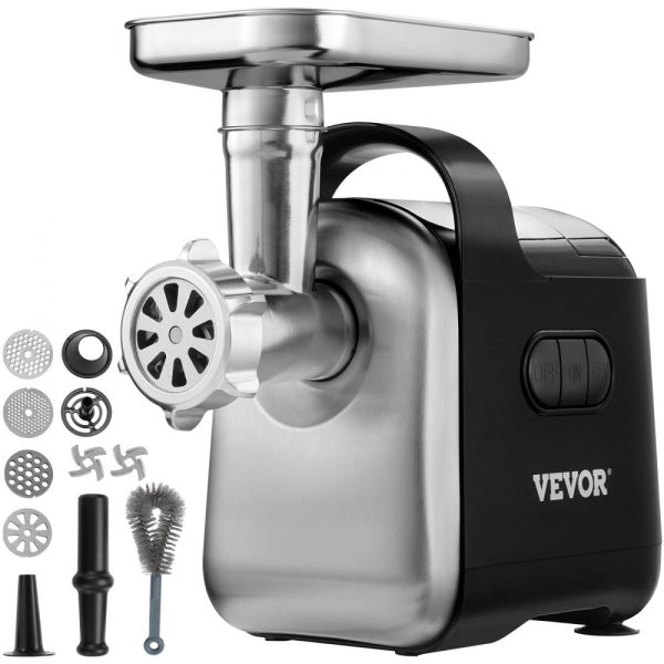 Electric Meat Grinder 6.6 Lb/Min 550W Industrial Mincer with 2 Blades 3 Grinding Plates Sausage Maker Kubbe Kit ABS Stainless Steel Commercial Grinder ETL Listed