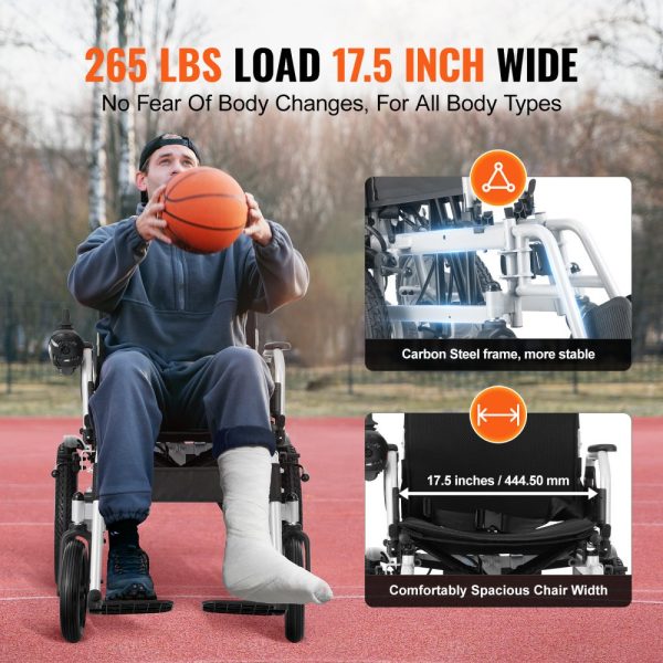 Electric Wheelchair for Adults & Seniors, 265 lbs Weight Capacity, 17.5in Width, Lightweight & Foldable, 12.5mi Range All-Terrain, Adjustable Backrest - Image 6
