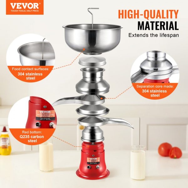 304 Stainless Steel Electric Milk Cream Separator for Goat and Cow Milk 100L/H Output 10500RPM 5L Bowl 30W 100-240V - Image 2