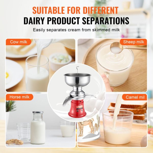 304 Stainless Steel Electric Milk Cream Separator for Goat and Cow Milk 100L/H Output 10500RPM 5L Bowl 30W 100-240V - Image 6