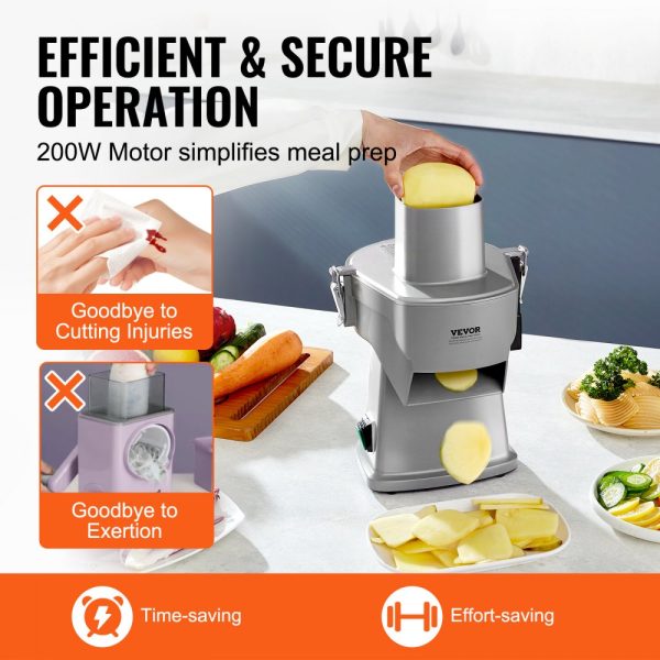 Electric Vegetable Slicer 4-in-1 Multi-Functional Food Cutter 200W for Slicing Shredding Dicing Slitting with Cut-Resistant Gloves Commercial Home Use - Image 5