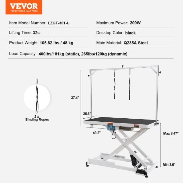 50-inch Electric Dog Grooming Table with Heavy Duty Arm for Large Dogs, Adjustable Height, Anti-Slip Surface, Up to 400 lbs Capacity - Image 7