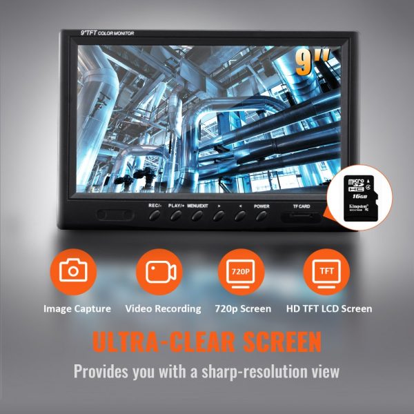Sewer Camera 512Hz Locator 165ft Range 9-inch Pipeline Inspection IP68 Waterproof with DVR 12 Adjustable LEDs 16GB SD Card for Home Duct Drain Pipes Plumbing - Image 3