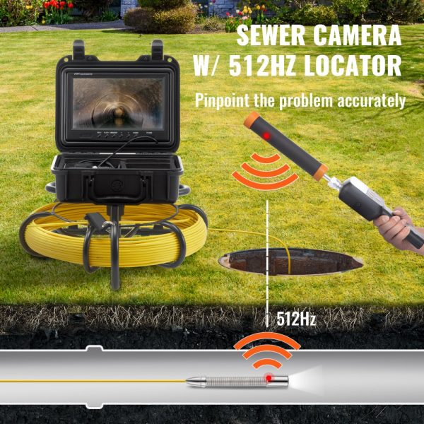 Sewer Camera 512Hz Locator 165ft Range 9-inch Pipeline Inspection IP68 Waterproof with DVR 12 Adjustable LEDs 16GB SD Card for Home Duct Drain Pipes Plumbing - Image 5