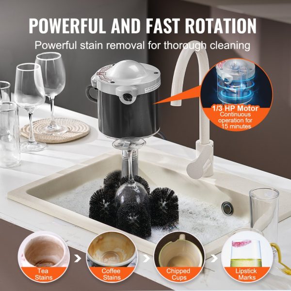 Electric Glass Washer 5-Brush Bar Glass Cleaner 600 Cups/H for Wine Glass - Image 5