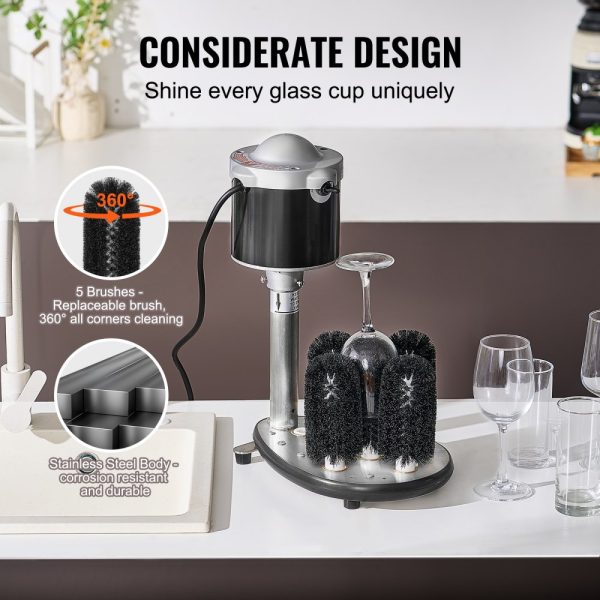 Electric Glass Washer 5-Brush Bar Glass Cleaner 600 Cups/H for Wine Glass - Image 6