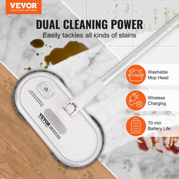 Cordless Electric Mop with 70-Min Battery, Dual Spinning Heads, 4 Microfiber Pads, and 2 Scrubber Pads for Hardwood, Tile, and Bathroom Floors - Image 2