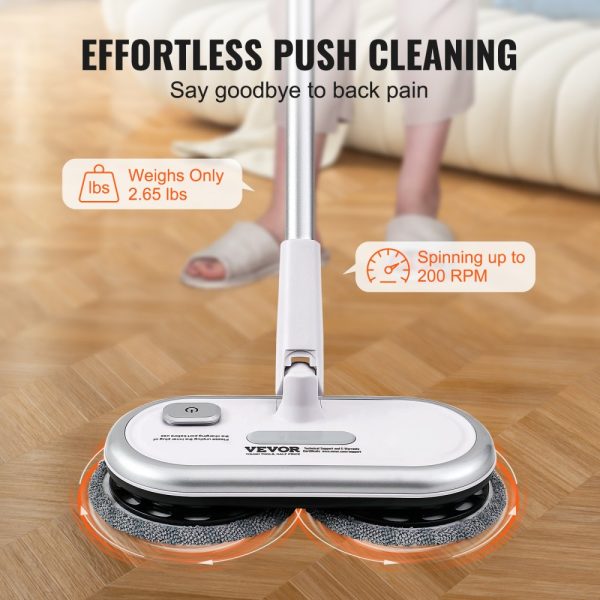 Cordless Electric Mop with 70-Min Battery, Dual Spinning Heads, 4 Microfiber Pads, and 2 Scrubber Pads for Hardwood, Tile, and Bathroom Floors - Image 3