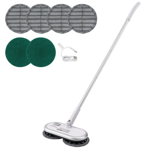 Cordless Electric Mop with 70-Min Battery, Dual Spinning Heads, 4 Microfiber Pads, and 2 Scrubber Pads for Hardwood, Tile, and Bathroom Floors