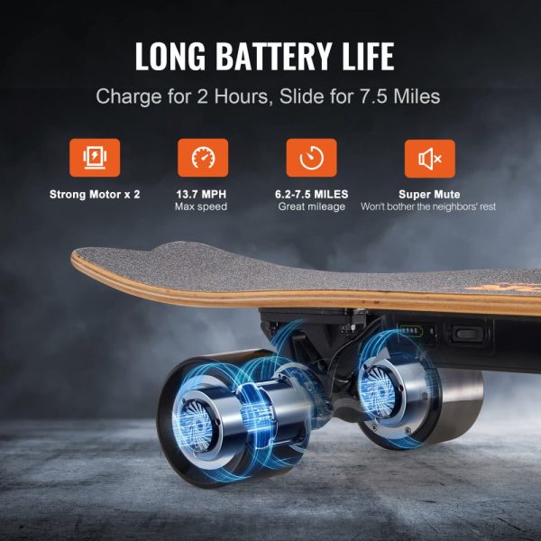 Electric Longboard Skateboard with Control 7.5 Mile Range for Adults Kids - Image 3