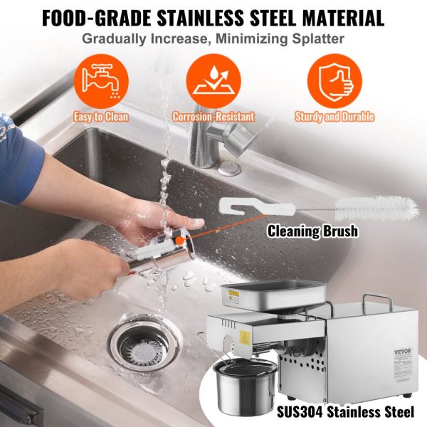 Electric Oil Press Machine 700W Stainless Steel with Constant Temperature Control for Hot Press Oil Extraction of Peanuts Sesame Seeds Rapeseed and Tea Seeds - Image 5