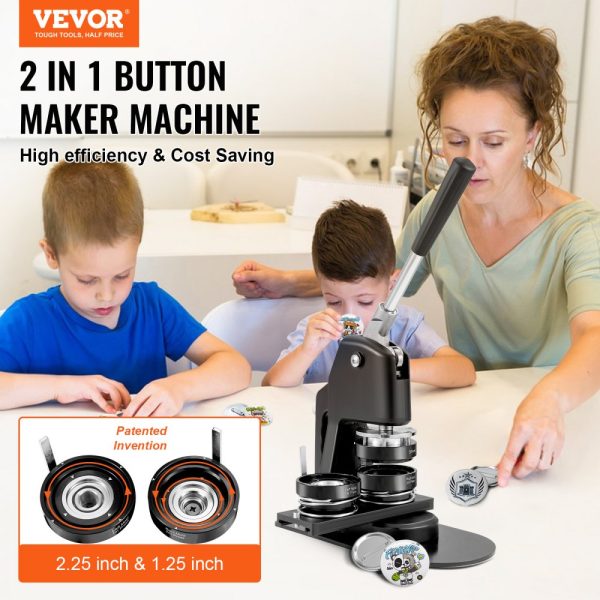 Button Maker Machine Badge Pin Machine 1.25"+2.25" 500Free Parts Press Kit - Image 2