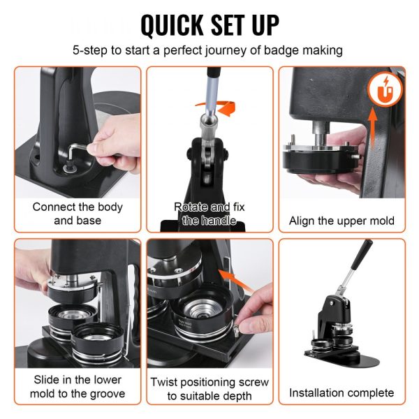 Button Maker Machine Badge Pin Machine 1.25"+2.25" 500Free Parts Press Kit - Image 5
