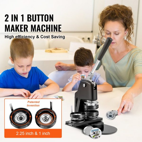 Button Maker Machine Badge Pin Machine 1"+2.25" 500 Free Parts Press Kit - Image 2