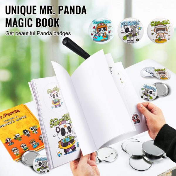 Button Maker Machine Badge Pin Machine 1"+2.25" 500 Free Parts Press Kit - Image 3