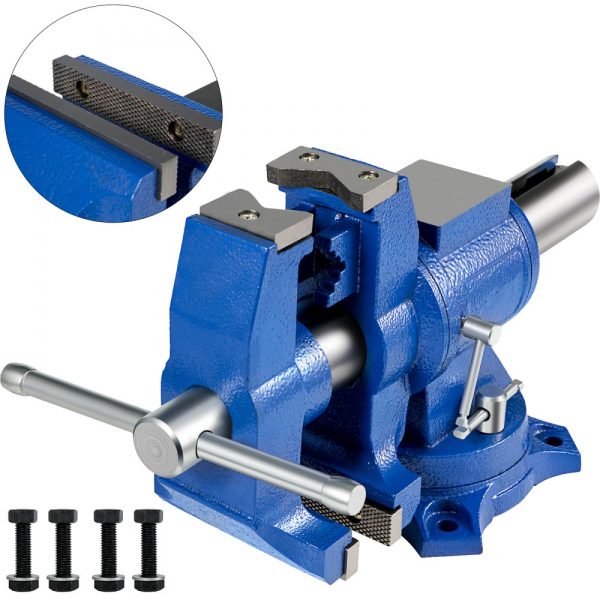6 Heavy Duty Dual Swivel Bench Vise with 360 Degree Swivel, 30Kn Clamping Force for Home & Industrial Use