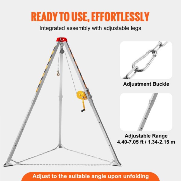 Confined Space Rescue Tripod Kit with 7ft Legs & 98ft Cable, 32.8ft Lifting Protection, 1200lbs Winch, and Storage Bag - Image 5