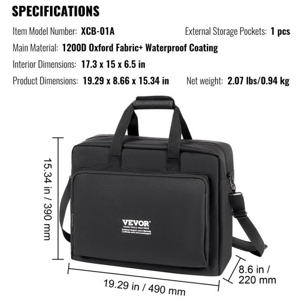 Durable DJ Mixer Gig Bag Constructed from 1200D Oxford Fabric with Removable Shoulder Strap and Storage Pocket Measuring 19.29 x 8.66 x 15.34 inches Perfect for Protecting DJ Controller - Image 7