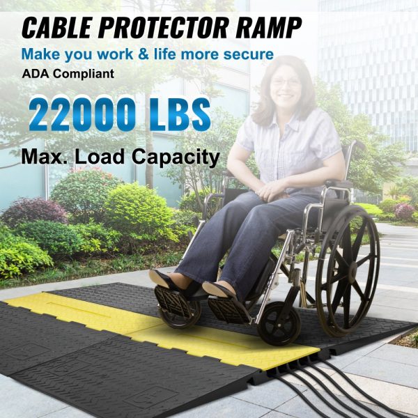 5Channel Cable Protector Ramp 22000lbs Load ADA Compliant Wire Cable Cover - Image 2
