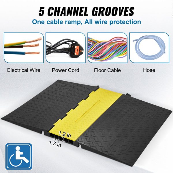 5Channel Cable Protector Ramp 22000lbs Load ADA Compliant Wire Cable Cover - Image 3