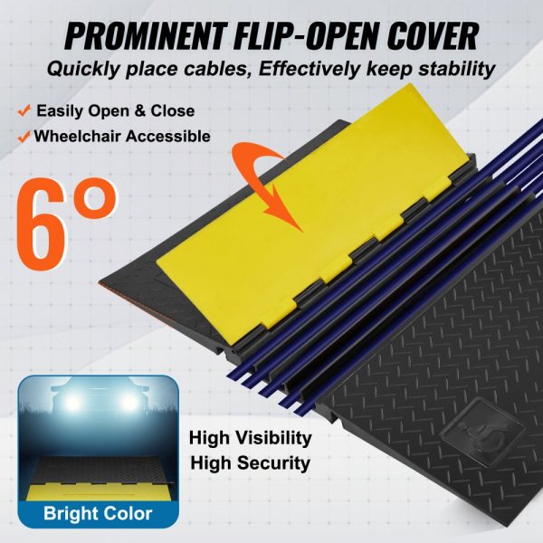 5Channel Cable Protector Ramp 22000lbs Load ADA Compliant Wire Cable Cover - Image 5