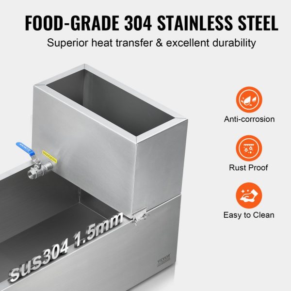 Maple Syrup Evaporator Pan 304 Stainless Steel with Valves and Thermometer - Image 3