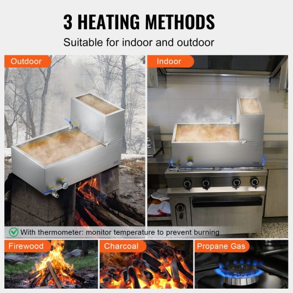 Maple Syrup Evaporator Pan 304 Stainless Steel with Valves and Thermometer - Image 5