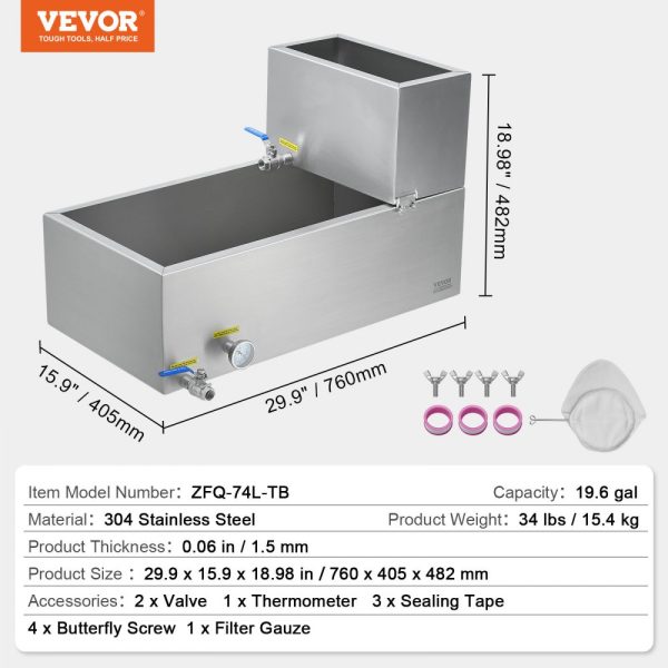 Maple Syrup Evaporator Pan 304 Stainless Steel with Valves and Thermometer - Image 7