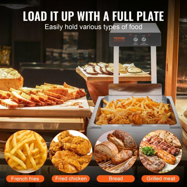 French Fry & Fries Food Warmer - 750W Electric Commercial Food Heating Lamp with Stainless Steel Warming Light for Countertop Use, 104-122°F, Chip Buffet Kitchen Restaurant - Image 6